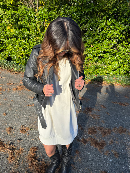 The Vanishing Ones women's leather jacket detail — underground lifestyle streetwear Canada